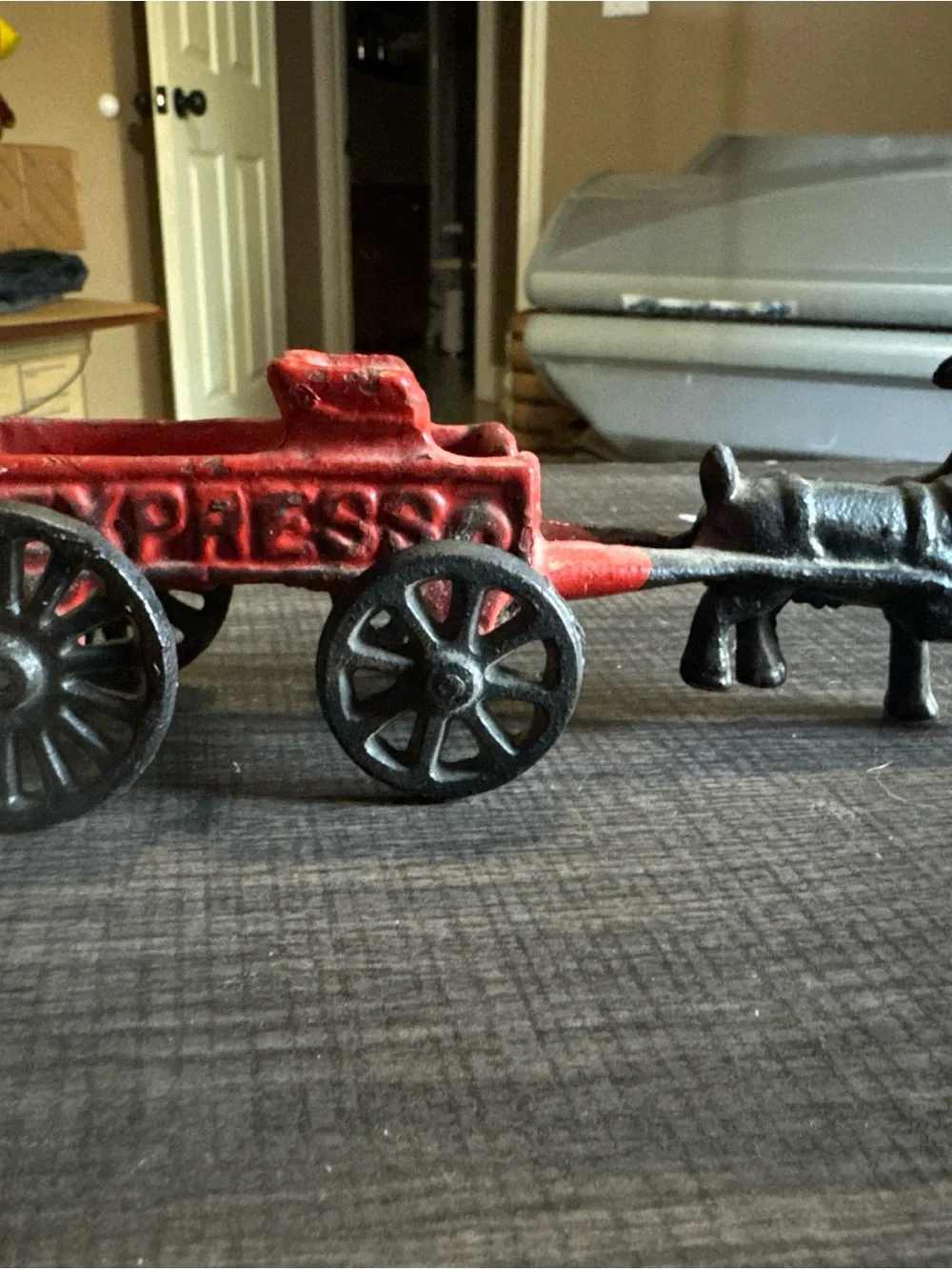 Vintage Cast Iron Express Wagon/Cart With Goat Pulling